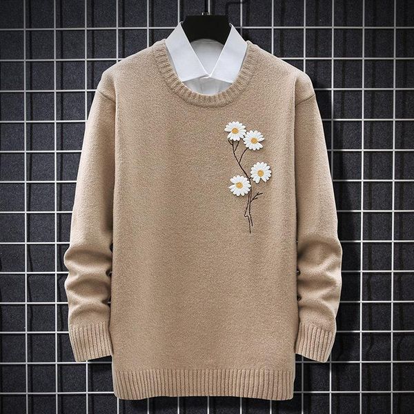 men's sweaters mens knitted sweater 2021 autumn winter pullover flower decoration jumper casual loose soft male daisy embroidery, White;black
men's sweaters mens knitted sweater 2021 autumn winter pullover flower decoration jumper casual loose soft male daisy embroidery, White;black