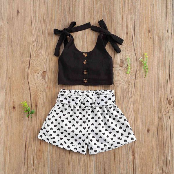 toddler baby girl 2pcs outfits summer fashion solid color bandage suspender elastic heart short pants set, White
toddler baby girl 2pcs outfits summer fashion solid color bandage suspender elastic heart short pants set, White