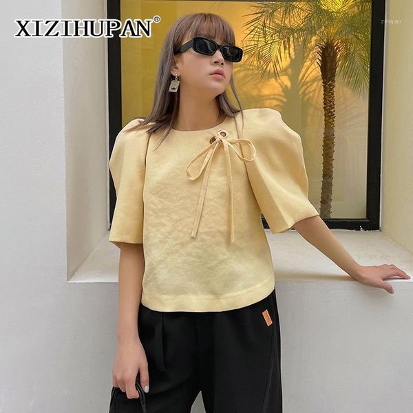 women's blouses & shirts xizihupan minimalist hollow out lace up shirt for women o neck puff short sleeve slimming female summer fashio, White
women's blouses & shirts xizihupan minimalist hollow out lace up shirt for women o neck puff short sleeve slimming female summer fashio, White