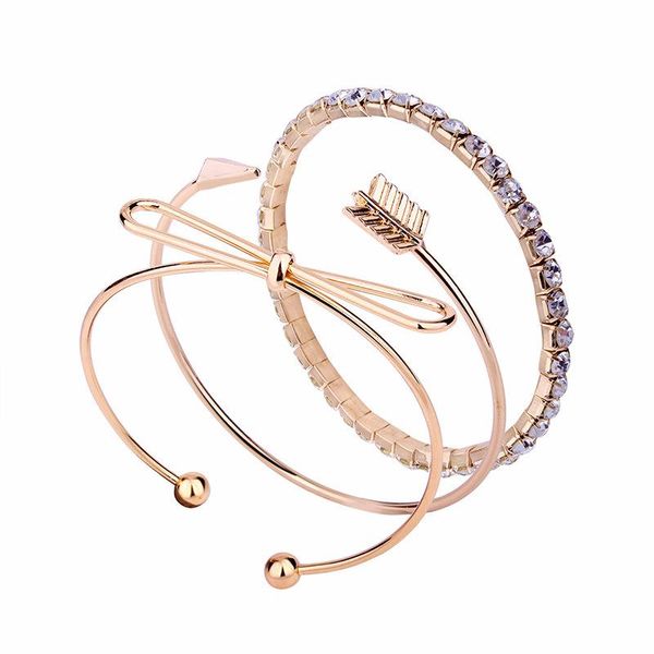link, chain pack of 3 adjustable bangle bracelet with metal arrow bow-knot stretch rhinestones in burnished gold tone, Black
link, chain pack of 3 adjustable bangle bracelet with metal arrow bow-knot stretch rhinestones in burnished gold tone, Black