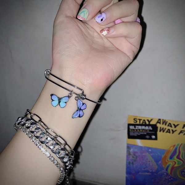 link, chain 2021 korea retro design sense butterfly has individuality cold bungee hip hop stainless steel trend bracelet female, Black
link, chain 2021 korea retro design sense butterfly has individuality cold bungee hip hop stainless steel trend bracelet female, Black