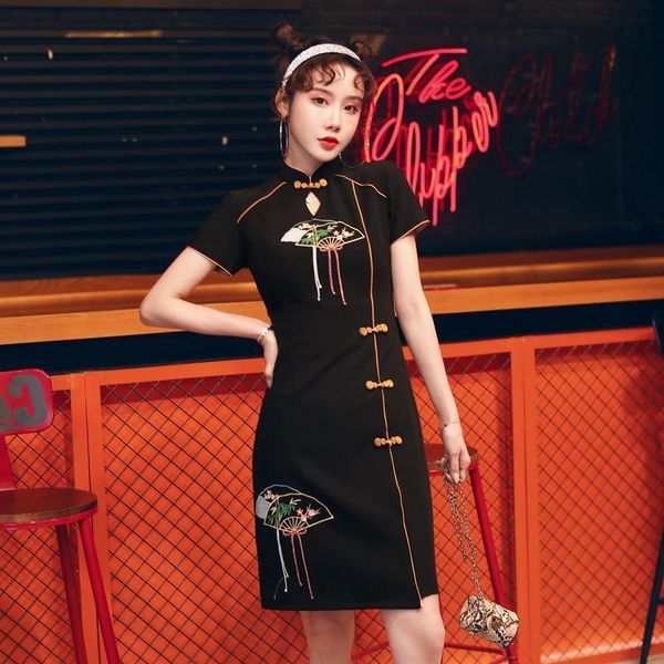 ethnic clothing female black cheongsam mandarin collar elegant evening party dress gown sheath cotton qipao short embroidery fans vesti, Red
ethnic clothing female black cheongsam mandarin collar elegant evening party dress gown sheath cotton qipao short embroidery fans vesti, Red