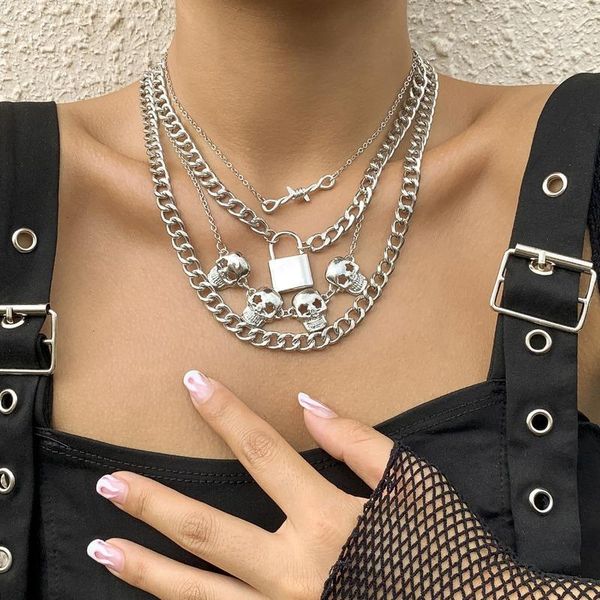 chains punk necklace women skeleton pendant necklaces woman fashion designer gothic girl party jewelry silver color trend metal collier
chains punk necklace women skeleton pendant necklaces woman fashion designer gothic girl party jewelry silver color trend metal collier