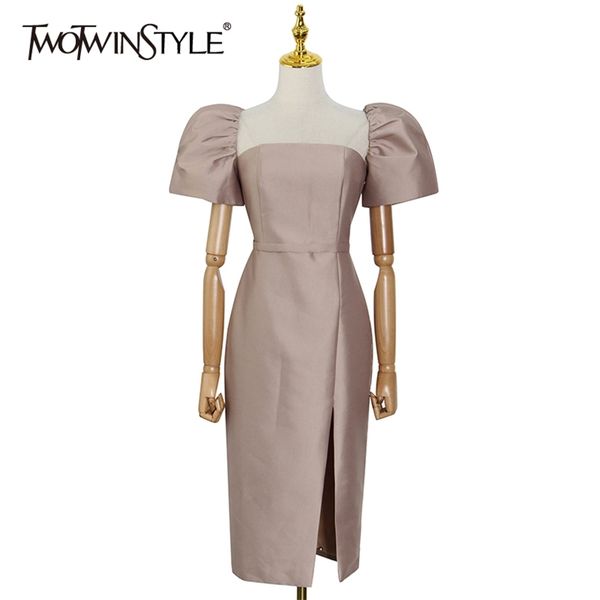 khaki elegant side split dress for women square collar puff short sleeve high waist midi dresses female summer 210520, Black;gray
khaki elegant side split dress for women square collar puff short sleeve high waist midi dresses female summer 210520, Black;gray
