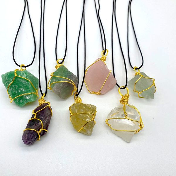 irregular colorful natural crystal stone handmade gold plated pendant necklaces with adjustable rope chain for women men decor jewelry, Silver
irregular colorful natural crystal stone handmade gold plated pendant necklaces with adjustable rope chain for women men decor jewelry, Silver