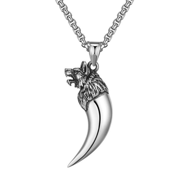 chains stainless steel vintage wolf tooth head pendant necklace punk rock jewelry gift for him with chain, Silver
chains stainless steel vintage wolf tooth head pendant necklace punk rock jewelry gift for him with chain, Silver