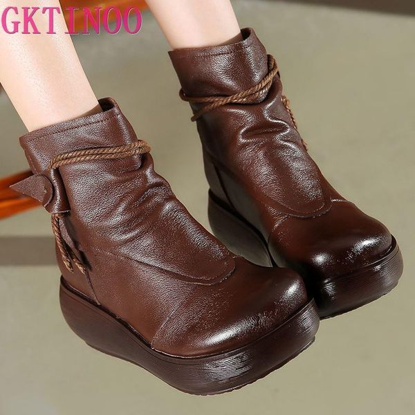 boots gktinoo retro women shoes 2021 spring genuine leather female short cowhide platform wedges with ankle booties, Black
boots gktinoo retro women shoes 2021 spring genuine leather female short cowhide platform wedges with ankle booties, Black