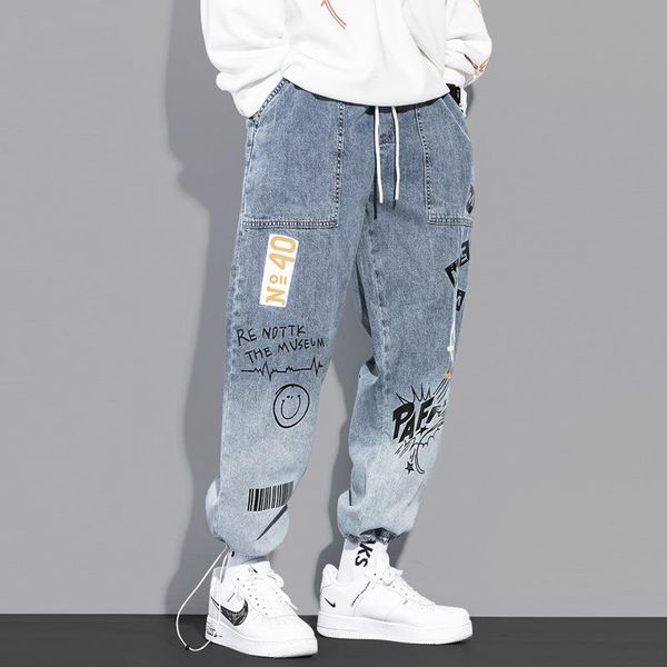 men's jeans fashion cargo pants hip hop trend streetwear jogging men casual elastic waist clothing trousers, Blue
men's jeans fashion cargo pants hip hop trend streetwear jogging men casual elastic waist clothing trousers, Blue