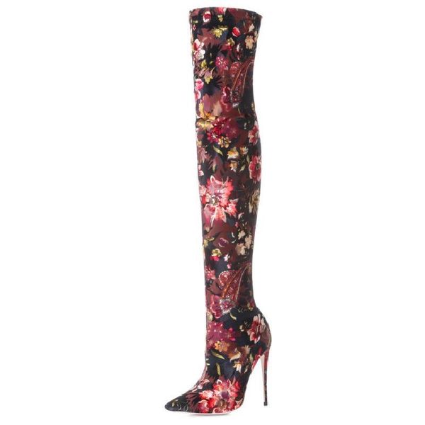boots fashion 12cm thin heel women's pointed toe elastic printed shoes women super high heels long botines, Black
boots fashion 12cm thin heel women's pointed toe elastic printed shoes women super high heels long botines, Black