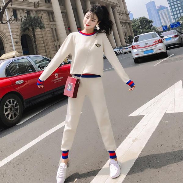 women's two piece pants autumn winter knitted trackusits fashion women o-neck sweater peice suits knitwear pullover+harem sets korean o, White
women's two piece pants autumn winter knitted trackusits fashion women o-neck sweater peice suits knitwear pullover+harem sets korean o, White