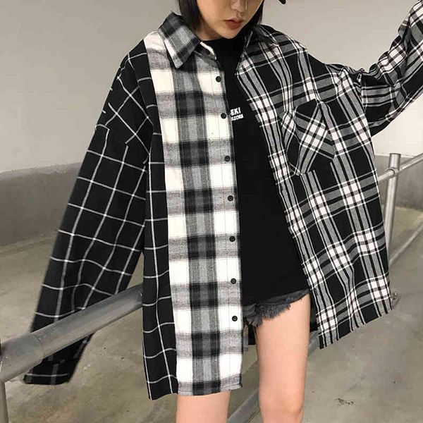 skirts long sleeve shirt female contrast plaid, style harajuku with buttons and checked xgdu, Black
skirts long sleeve shirt female contrast plaid, style harajuku with buttons and checked xgdu, Black