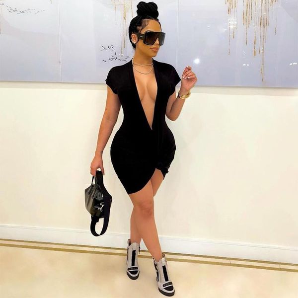 casual dresses puloru summer women's deep v neck knotted bodycon dress solid color short sleeve slim fit wrap streetwear, Black;gray
casual dresses puloru summer women's deep v neck knotted bodycon dress solid color short sleeve slim fit wrap streetwear, Black;gray