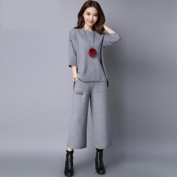 women's tracksuits women set 2021 spring & autumn fashion sweater knit suit pullover + wide leg pants casual two-piece knitwear, Gray
women's tracksuits women set 2021 spring & autumn fashion sweater knit suit pullover + wide leg pants casual two-piece knitwear, Gray