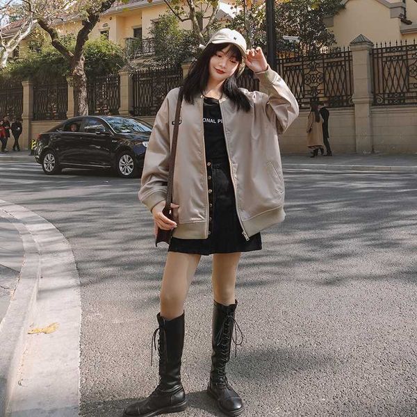 women's jackets baseball clothing spring autumn korean solid loose casual all-match jacket embroidered w57 ghbl, Black;brown
women's jackets baseball clothing spring autumn korean solid loose casual all-match jacket embroidered w57 ghbl, Black;brown