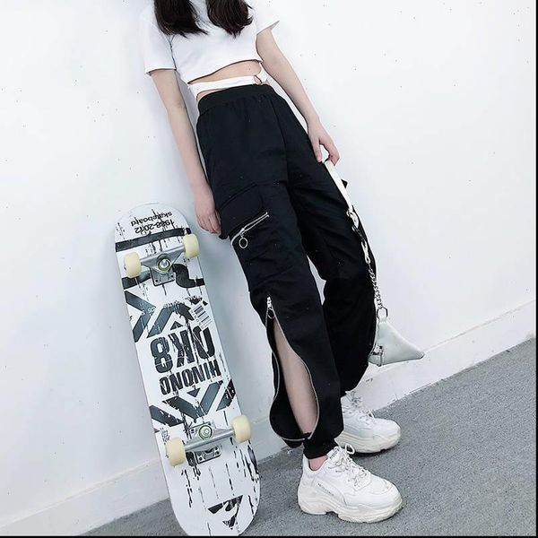 women fashion womens capris zipper cargo pants black elastic waist loose streetwear jogger trousers female plus size casual sport, Black;white
women fashion womens capris zipper cargo pants black elastic waist loose streetwear jogger trousers female plus size casual sport, Black;white