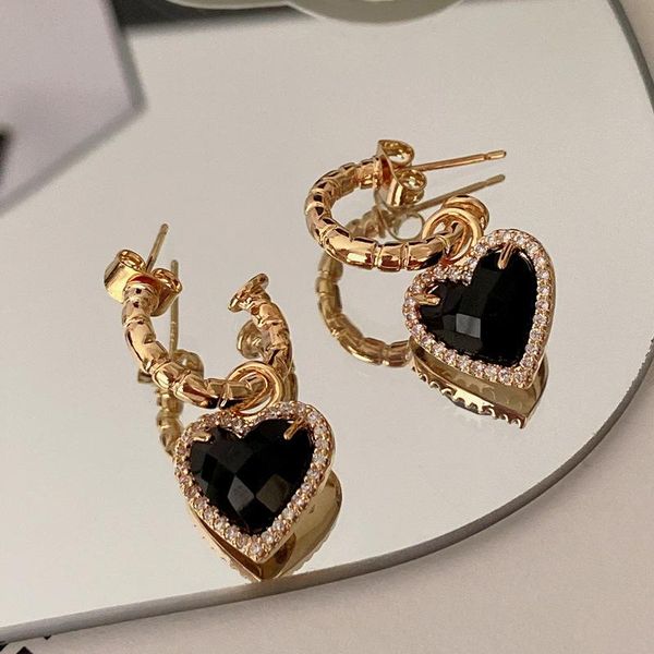 stud luxury earring for women korean fashion black crystal heart vintage aretes lover birthday gift pendant jewelry, Golden;silver
stud luxury earring for women korean fashion black crystal heart vintage aretes lover birthday gift pendant jewelry, Golden;silver