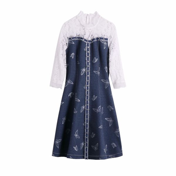 casual dresses fall autumn 3/4 sleeve round neck print blue denim lace panelled buttons knee-length dress elegant ws232022306 j45z, Black;gray
casual dresses fall autumn 3/4 sleeve round neck print blue denim lace panelled buttons knee-length dress elegant ws232022306 j45z, Black;gray