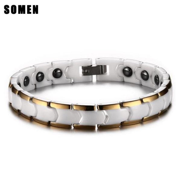 link, chain 18cm women ceramic bracelet with hematite inlay gold plating street style trendy girl bracelets pulsera mujer, Black
link, chain 18cm women ceramic bracelet with hematite inlay gold plating street style trendy girl bracelets pulsera mujer, Black