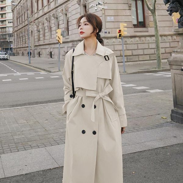 women's trench coats windbreaker mid-length gentle 2021 autumn korean style loose temperament suit collar long sleeve overcoat coat, Tan;black
women's trench coats windbreaker mid-length gentle 2021 autumn korean style loose temperament suit collar long sleeve overcoat coat, Tan;black