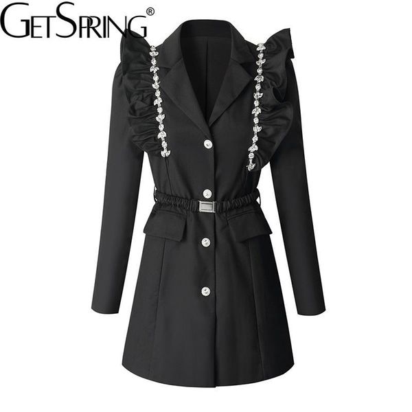 casual dresses getspring women dress ruffles patchwork long sleeve blazer black fashion autumn and winter 2021, Black;gray
casual dresses getspring women dress ruffles patchwork long sleeve blazer black fashion autumn and winter 2021, Black;gray
