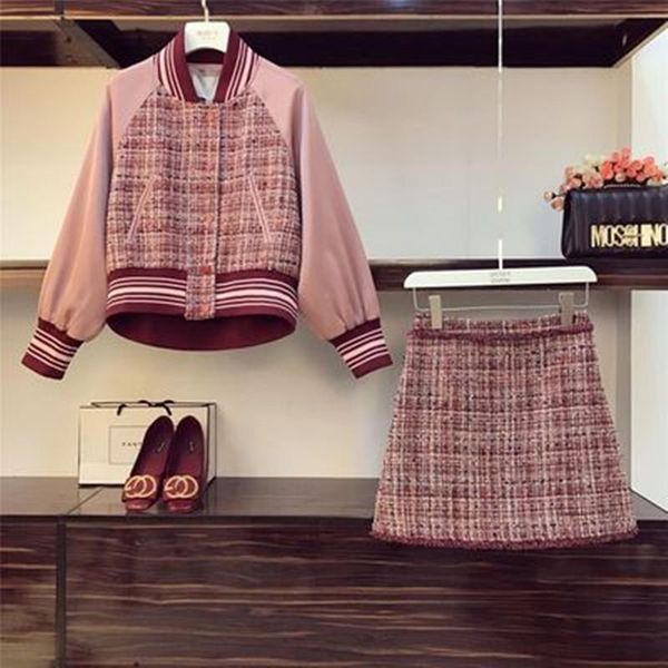 women's tracksuits red wine tweed winter chic plaid suits for women fashion custom baseball uniform jacket tassel mini skirt female two, Gray
women's tracksuits red wine tweed winter chic plaid suits for women fashion custom baseball uniform jacket tassel mini skirt female two, Gray