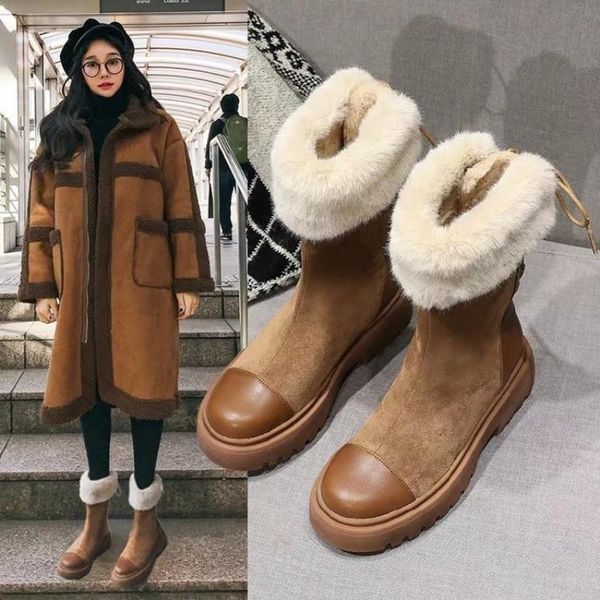 boots midtube snow women winter shoes with lace-up thick-soled thickened warmth and velvet cotton, Black
boots midtube snow women winter shoes with lace-up thick-soled thickened warmth and velvet cotton, Black
