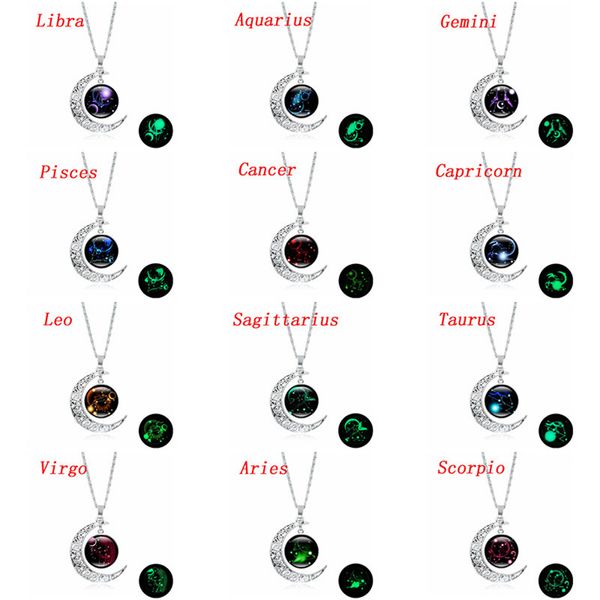 12 constellations time jewel necklace night lights moon milky way shiner luminous glass pendant valentines day birthday cristmas gift, Silver
12 constellations time jewel necklace night lights moon milky way shiner luminous glass pendant valentines day birthday cristmas gift, Silver