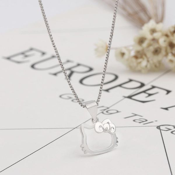 chains fashion kitten pendant girl necklace kt hollow japanese and korean valentine's day gift, Silver
chains fashion kitten pendant girl necklace kt hollow japanese and korean valentine's day gift, Silver