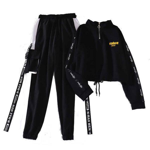 high waist 2 piece cargo pant autumn spring loose harajuku bf 2 sweatshirt with joggers 210531, White
high waist 2 piece cargo pant autumn spring loose harajuku bf 2 sweatshirt with joggers 210531, White