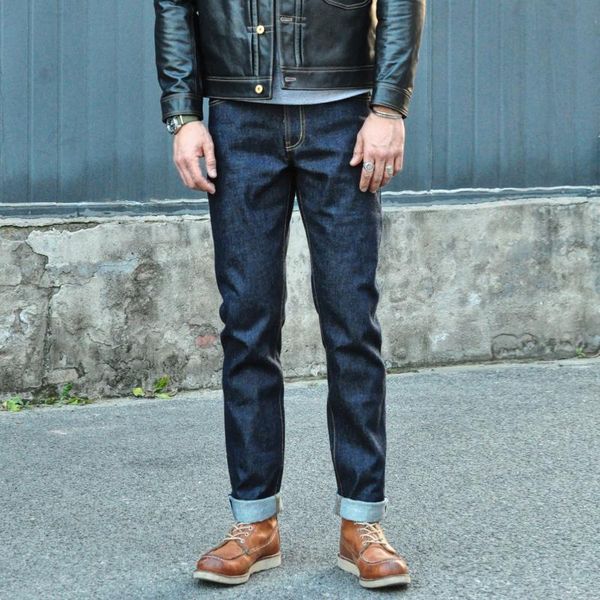 men's jeans saucezhan 310xx-18oz for men selvedge denim slim fit autumn and winter pants zipper heavyweight, Blue
men's jeans saucezhan 310xx-18oz for men selvedge denim slim fit autumn and winter pants zipper heavyweight, Blue