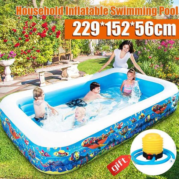 229x152x56cm thickened rectangular inflatable swimming pool kids baby bathing tub home use family paddling & accessories
229x152x56cm thickened rectangular inflatable swimming pool kids baby bathing tub home use family paddling & accessories