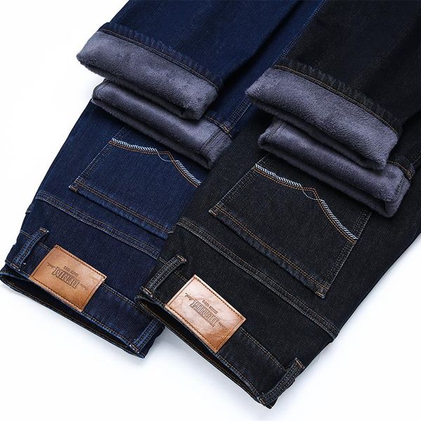 men's jeans 2021 winter brand fleece thick warm fit straight classic embroidered business waist, Blue
men's jeans 2021 winter brand fleece thick warm fit straight classic embroidered business waist, Blue