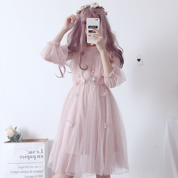 Summer Japanese Lolita Lace Dress Soft Kawaii Floral Vintage Flowers Women Sexy Clothing Sweet Pleated Femme Two Piece Sets, Apricot dress
Summer Japanese Lolita Lace Dress Soft Kawaii Floral Vintage Flowers Women Sexy Clothing Sweet Pleated Femme Two Piece Sets, Apricot dress