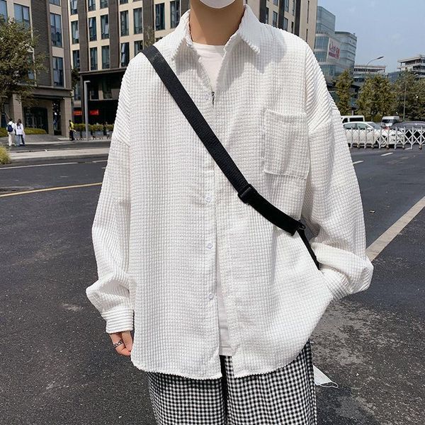 men's casual shirts 2021 winter shirt korean striped loose large size pocket white long sleeve fashion coat recommend, White;black 
men's casual shirts 2021 winter shirt korean striped loose large size pocket white long sleeve fashion coat recommend, White;black