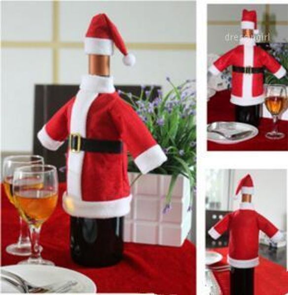 wholesale- 2pcs/ set christmas decoration red wine bottle covers clothes with hats for home dinner party or gift free
wholesale- 2pcs/ set christmas decoration red wine bottle covers clothes with hats for home dinner party or gift free