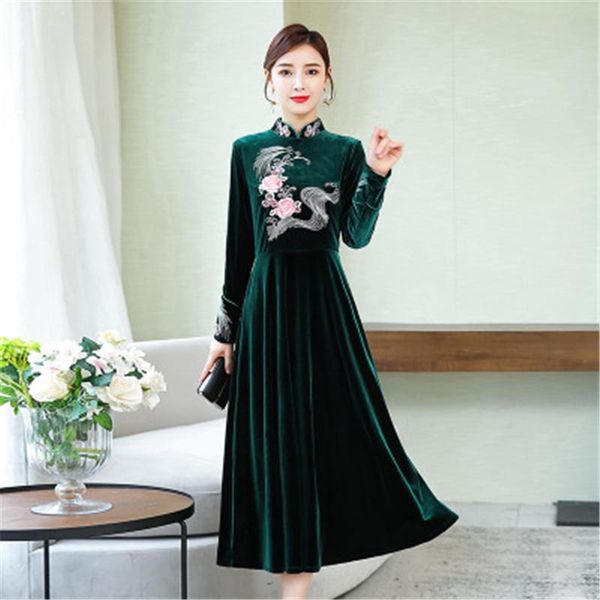 casual dresses spring autumn women's gold velvet female long dress embroidery elegant plus size laides slim women t839, Black;gray
casual dresses spring autumn women's gold velvet female long dress embroidery elegant plus size laides slim women t839, Black;gray