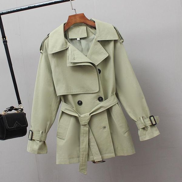 women's trench coats british style fashion elegant coat women 2021 spring and autumn short-height waist slimming short for, Tan;black
women's trench coats british style fashion elegant coat women 2021 spring and autumn short-height waist slimming short for, Tan;black