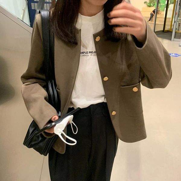 women's wool & blends autumn women vintage coat fashion short female causal loose winter outwear and jacket 2021(f4582), Black
women's wool & blends autumn women vintage coat fashion short female causal loose winter outwear and jacket 2021(f4582), Black
