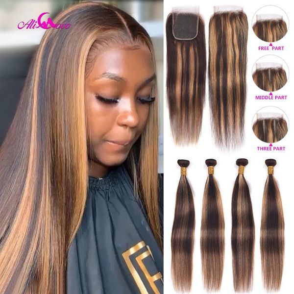 human hair bulks ali coco brazilian highlight colored bundles with closure p4/30 4 remy weave, Black
human hair bulks ali coco brazilian highlight colored bundles with closure p4/30 4 remy weave, Black
