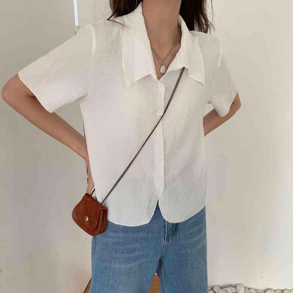 white solid summer chic loose all match stylish shirts brief short sleeves office lady casual streetwear 210421
white solid summer chic loose all match stylish shirts brief short sleeves office lady casual streetwear 210421