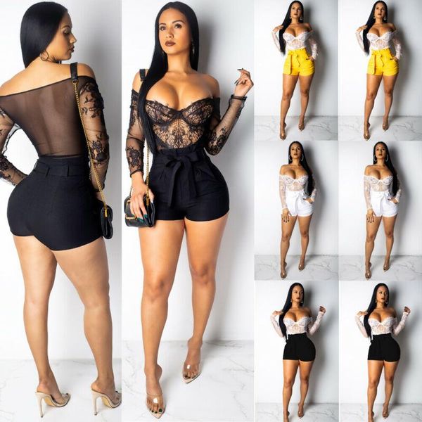 women's shorts fashion women summer stylish loose belt beach high waist short trousers ladies bandage solid clothing, White;black
women's shorts fashion women summer stylish loose belt beach high waist short trousers ladies bandage solid clothing, White;black