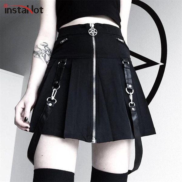 instahalloween gothic a line skirts women autumn zipper pleated plaid school mini skirt strap solid suspender bottom, Black
instahalloween gothic a line skirts women autumn zipper pleated plaid school mini skirt strap solid suspender bottom, Black