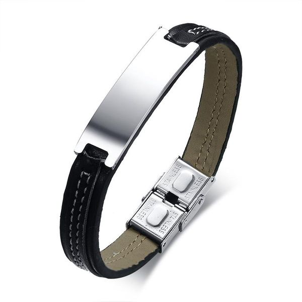 bangle european and american style leather material blank curved label can be engraved silmple bracelet for men 's accessories, Black
bangle european and american style leather material blank curved label can be engraved silmple bracelet for men 's accessories, Black