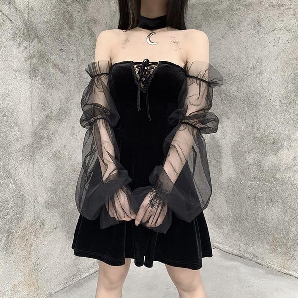 casual dresses fashion women's solid color perspective mesh off shoulder tube dress with choker for party vacation dating, Black;gray
casual dresses fashion women's solid color perspective mesh off shoulder tube dress with choker for party vacation dating, Black;gray