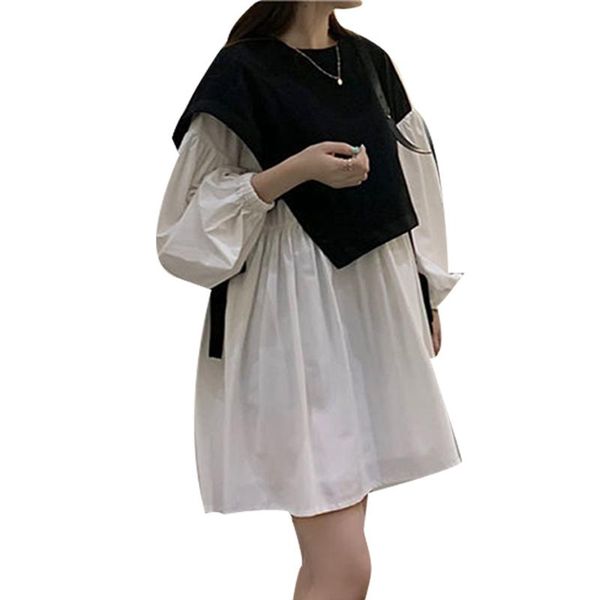 women's spring autumn dress o-neck fake two pieces lantern sleeve patchwork elegant vintage 3234 casual dresses, Black;gray
women's spring autumn dress o-neck fake two pieces lantern sleeve patchwork elegant vintage 3234 casual dresses, Black;gray