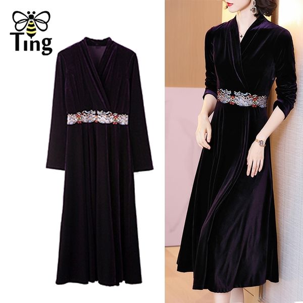 vintage elegant embroidery hight waist velvet midi long a line dress retro women office work plus size haut elbise 210513, Black;gray
vintage elegant embroidery hight waist velvet midi long a line dress retro women office work plus size haut elbise 210513, Black;gray