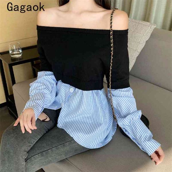 streetwear fashion women fake two hoodies spring autumn slash neck striped full slim chic wild korean pullovers 210531, Black
streetwear fashion women fake two hoodies spring autumn slash neck striped full slim chic wild korean pullovers 210531, Black