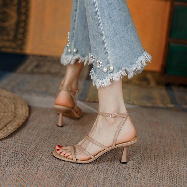 sandals stylish nude women shoes ankle strap thin high heels buckle narrow band ladies footwear summer beige 33-40, Black
sandals stylish nude women shoes ankle strap thin high heels buckle narrow band ladies footwear summer beige 33-40, Black