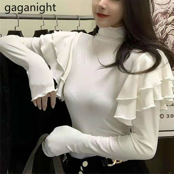 solid bottoming t shirt women spring autumn slim tee shirts korean turtleneck ruffles long sleeve white t-shirts 210601
solid bottoming t shirt women spring autumn slim tee shirts korean turtleneck ruffles long sleeve white t-shirts 210601