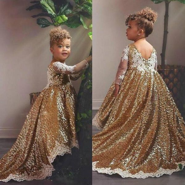 girl's dresses gold high low flower girl jewel neck appliqued sequins long sleeves pageant gowns ruffle sweep train custom made bi, Red;yellow
girl's dresses gold high low flower girl jewel neck appliqued sequins long sleeves pageant gowns ruffle sweep train custom made bi, Red;yellow